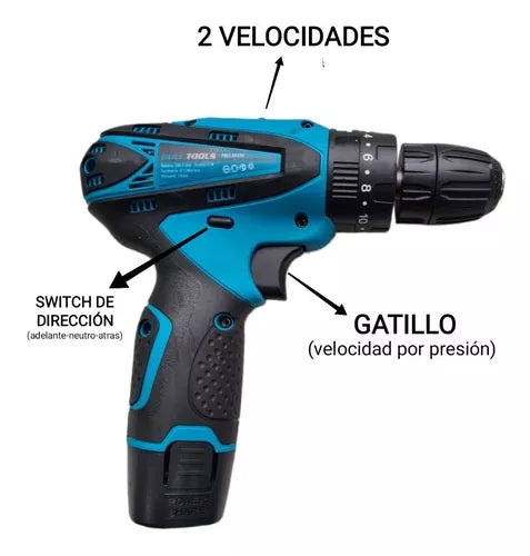 TALADRO INALAMBRICO EKOTOOLS 18V PERCUTOR 2 EN 1 (+ 1x BATERÍA DE REGALO)